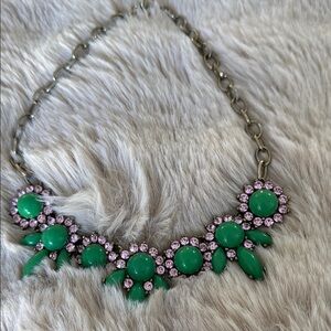 NWOT J.Crew Green and Pink Floral Necklace